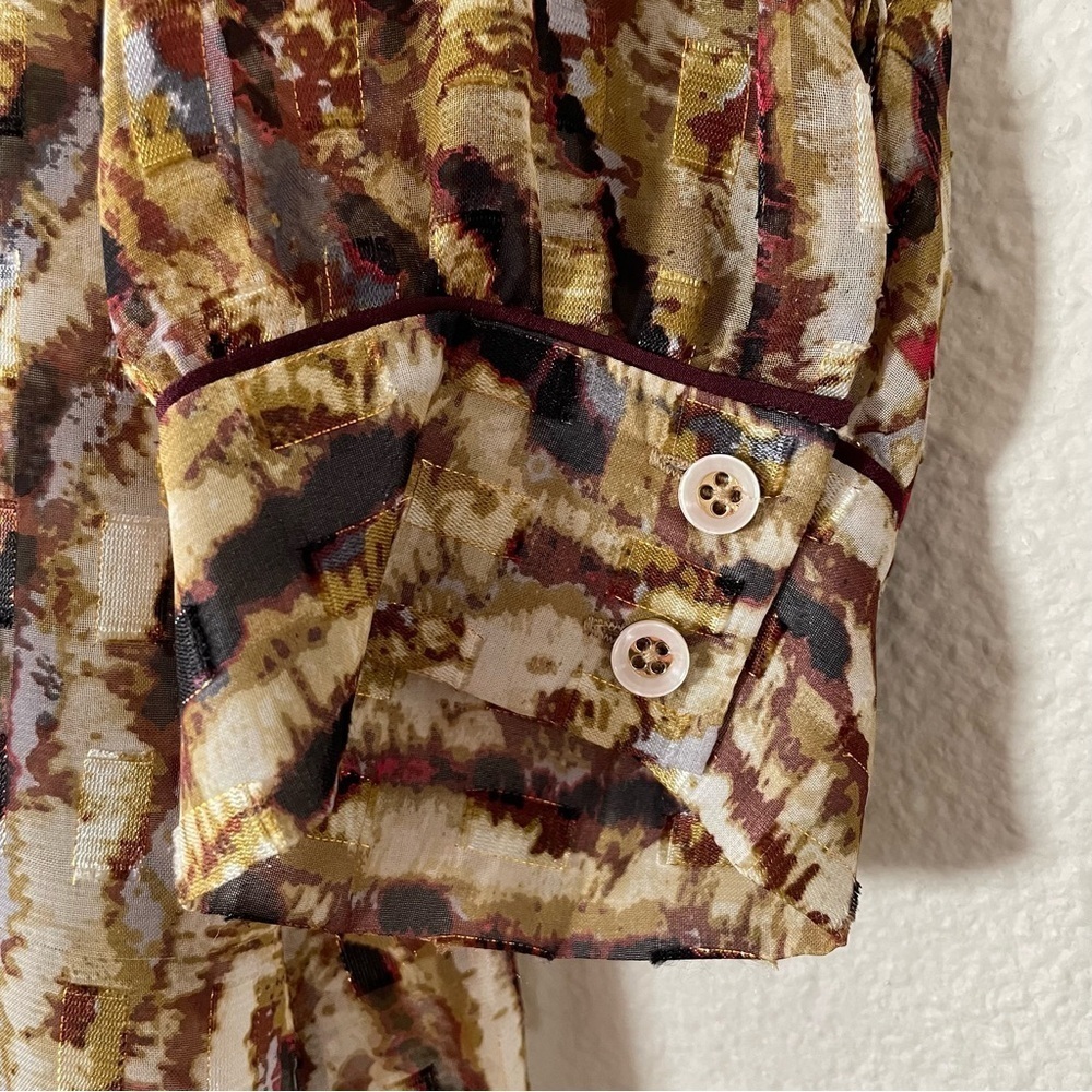Elegant Antonio Melani Blouse Women’s Medium Multicolored Sheer Tie Front Classy - Picture 7 of 16
